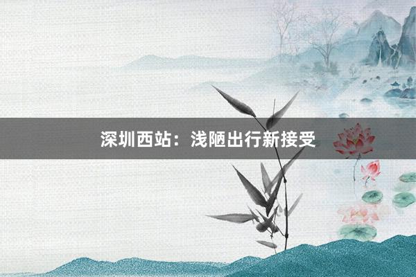 深圳西站：浅陋出行新接受