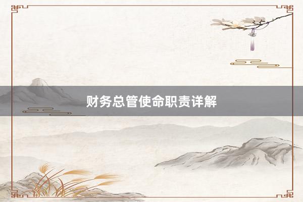 财务总管使命职责详解